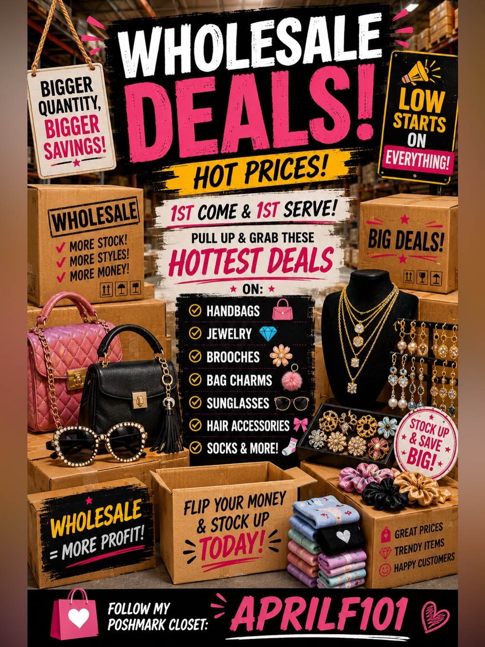 Wholesale Accessories Display - Pink Quilted Handbag & Black Handbag